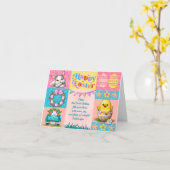 Gelukkige Paasvreugde met Bunny, Kuiken, Eieren &  Kaart (Gele Bloem)