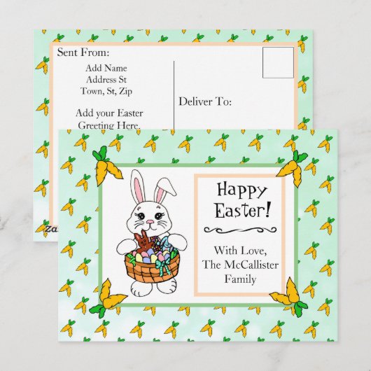 Gelukkige paaswensen gepersonaliseerd briefkaart (Voorkant / Achterkant)