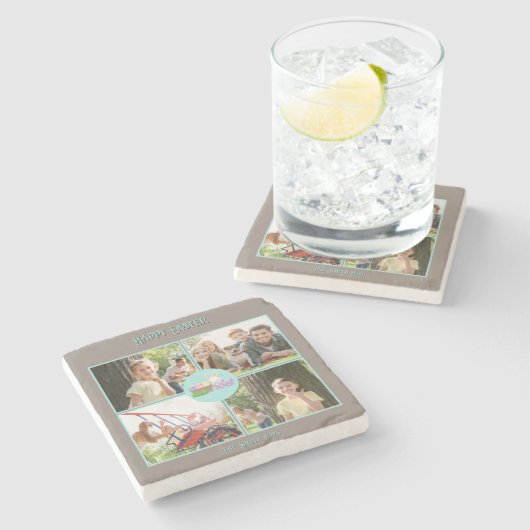 Gelukkige paaswensen stenen onderzetter (Zijkant)