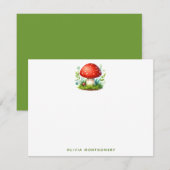 Gelukkige Paddenstoel Rode Mut Illustratie Aangepa Notitiekaartje (Voorkant / Achterkant)