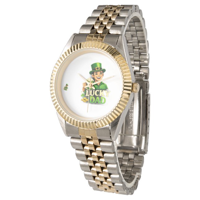 Gelukkige Papa – St. Patrick's Day Klaverontwerp Horloge (Gekanteld)