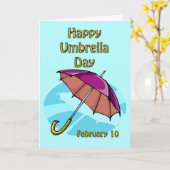 Gelukkige Paraplu Dag 10 Februari Kaart (Gele Bloem)