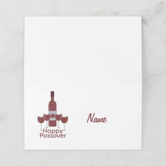 Gelukkige Pascha Groet met Wijnfles en Vier Plaatskaartje (Buitenkant ongevouwen)