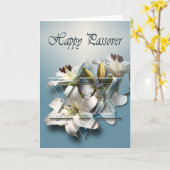 Gelukkige Pascha kaart met Davidster en lelies (Gele Bloem)