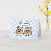 Gelukkige Pascha Leuke Matzot op blauwe gingang Kaart (Gele Bloem)