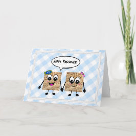 Gelukkige Pascha Leuke Matzot op blauwe gingang Kaart