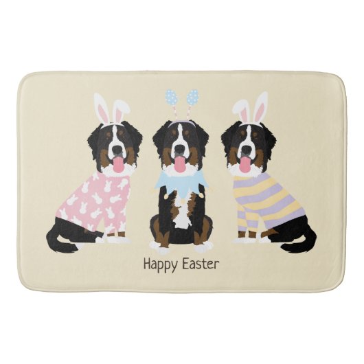 Gelukkige Pasen Berner Berg Honden Badmat (Voorkant)