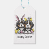 Gelukkige Pasen Berner Berg Honden Cadeaulabel (Voorkant)