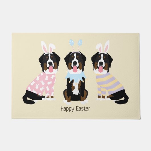 Gelukkige Pasen Berner Berg Honden Deurmat (Voorkant)