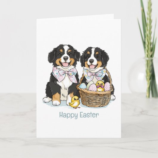 Gelukkige Pasen Berner Berg Honden Feestdagen Kaart (Voorkant)