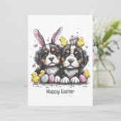 Gelukkige Pasen Berner Berg Honden Feestdagenkaart (Staand voorkant)