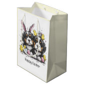 Gelukkige Pasen Berner Berg Honden Medium Cadeauzakje (Achterkant Gekanteld)