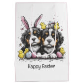 Gelukkige Pasen Berner Berg Honden Medium Cadeauzakje (Achterkant)