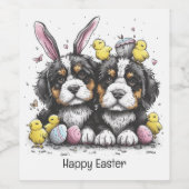Gelukkige Pasen Berner Berg Honden Wijn Etiket (Enkel label)