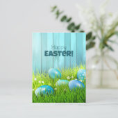 Gelukkige Pasen Blauw en Witte Eieren Groet Briefkaart (Staand voorkant)