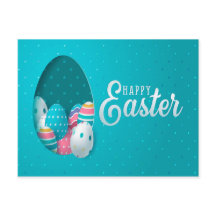 Gelukkige Pasen Blauw Roze Witte Eieren Groet