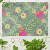 Gelukkige Pasen Bloemen Bunnies Keuken Handdoeken (Gevouwen)