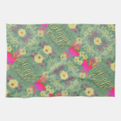 Gelukkige Pasen Bloemen Bunnies Keuken Handdoeken (Horizontaal)