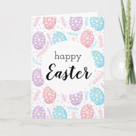 Gelukkige Pasen Bloemen Pastel Paaseieren Kaart