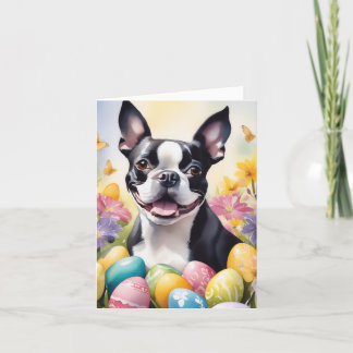 Gelukkige Pasen Boston Terrier Feestdagen Kaart