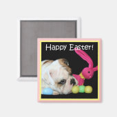 Gelukkige Pasen Bulldog Magnet (Voorkant / Achterkant)