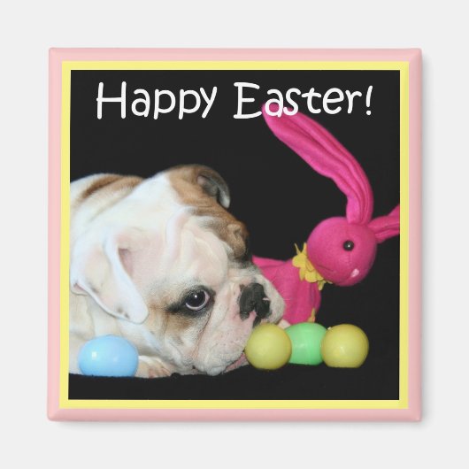 Gelukkige Pasen Bulldog Magnet (Voorkant)