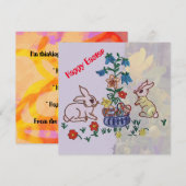 Gelukkige Pasen - Bunnies, lelies en eieren groet Feestdagenkaart (Voorkant / Achterkant)