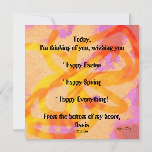 Gelukkige Pasen - Bunnies, lelies en eieren groet Feestdagenkaart (Achterkant)