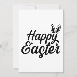 Gelukkige Pasen, Bunny Ears op zwarte tekst Feestdagenkaart