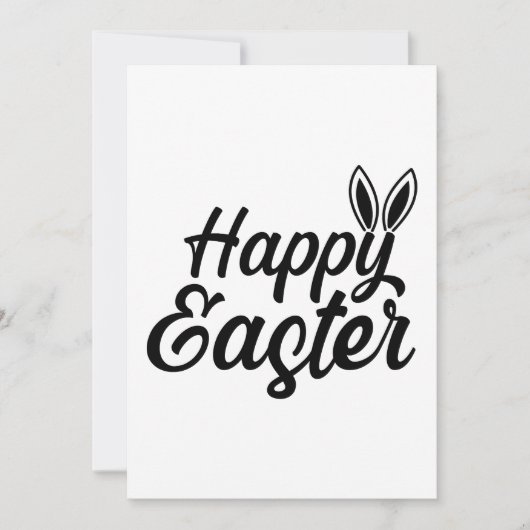Gelukkige Pasen, Bunny Ears op zwarte tekst Feestdagenkaart (Voorkant)