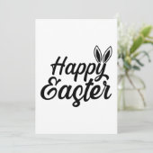 Gelukkige Pasen, Bunny Ears op zwarte tekst Feestdagenkaart (Staand voorkant)
