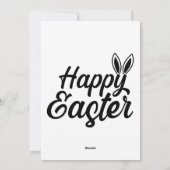 Gelukkige Pasen, Bunny Ears op zwarte tekst Feestdagenkaart (Achterkant)