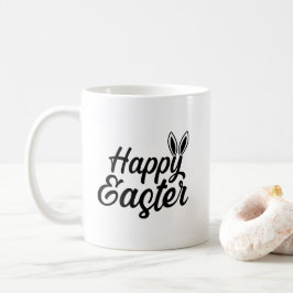 Gelukkige Pasen, Bunny Ears op zwarte tekst Koffiemok