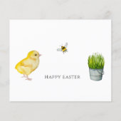 Gelukkige Pasen chick en lente bloemen (Achterkant)