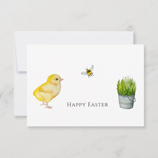 Gelukkige Pasen chick en lente bloemen Bedankkaart (Achterkant)