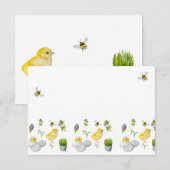 Gelukkige Pasen chick en lente bloemen Bedankkaart (Voorkant / Achterkant)