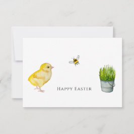 Gelukkige Pasen chick en lente bloemen Bedankkaart