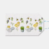 Gelukkige Pasen chick en lente bloemen Cadeaulabel (Voorkant (Horizontaal))