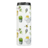 Gelukkige Pasen chick en lente bloemen Thermosbeker (Achterkant)
