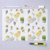 Gelukkige Pasen chick en lente bloemen Tissuepapier (Craft)