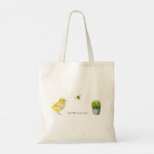 Gelukkige Pasen chick en lente bloemen Tote Bag (Achterkant)