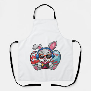 Gelukkige Pasen Cute Bunny Speelt Videogame Kind Schort
