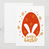 Gelukkige pasen dag bladeren en ei, schattige paas feestdagenkaart (Voorkant / Achterkant)