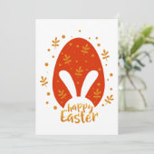Gelukkige pasen dag bladeren en ei, schattige paas feestdagenkaart (Staand voorkant)