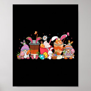 Gelukkige Pasen Dag Kabouter Konijn Iced Coffee Li Poster