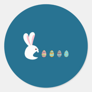 Gelukkige Pasen Dag Konijn Ei Jongens Meisjes Kind Ronde Sticker