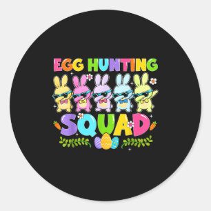 Gelukkige pasen dag konijn eieren jacht squad jong ronde sticker