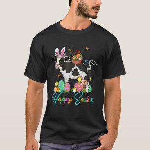 Gelukkige Pasen Dag Konijn Koe Jagen Paaseieren Ma T-shirt