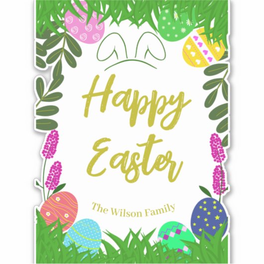 Gelukkige Pasen Decoratieve Eieren Hunt Sticker (Voorkant)