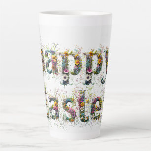 Gelukkige Pasen Decoratieve Wildflower tekst Latte Mok